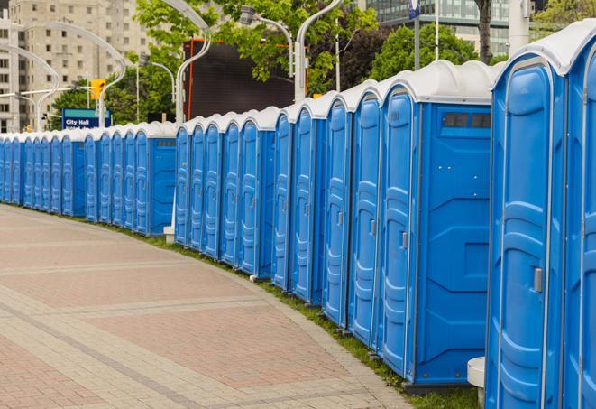 Seasonal porta potty units set up at a Hilton Head Island, South Carolina venue