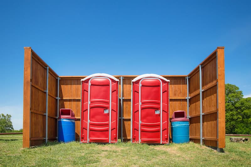 Short-term porta potty units staged for delivery in Hilton Head Island, South Carolina